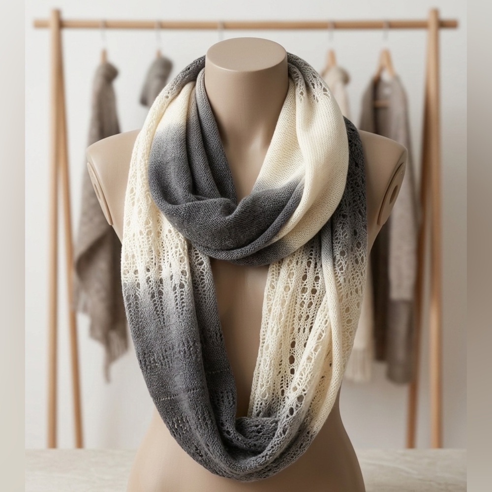 Elegant Gray and Cream Scarf